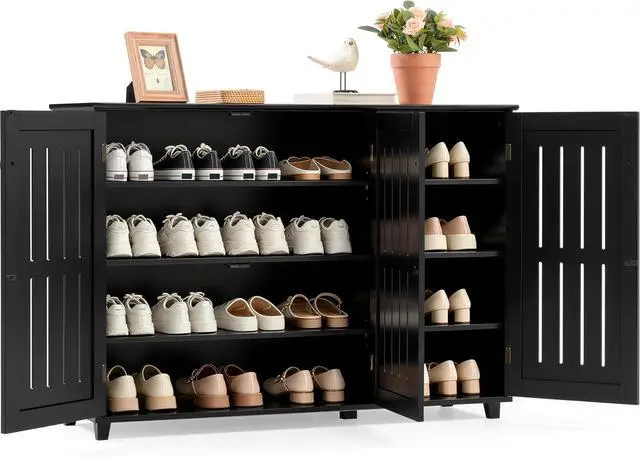 Main image of Yaheetech Shoe Cabinet with Doors for Entryway, Closed Storage Rack, Black