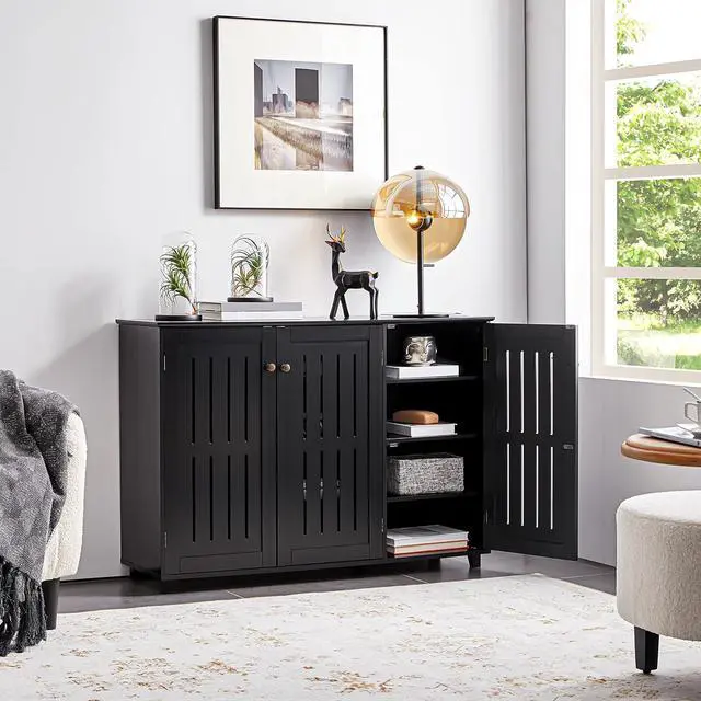 Alt view image 7 of 7 - Yaheetech Shoe Cabinet with Doors for Entryway, Closed Storage Rack, Black