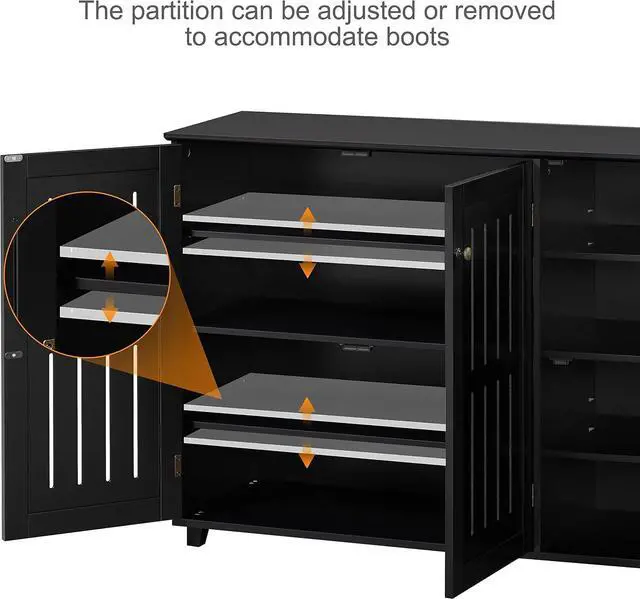 Alt view image 6 of 7 - Yaheetech Shoe Cabinet with Doors for Entryway, Closed Storage Rack, Black