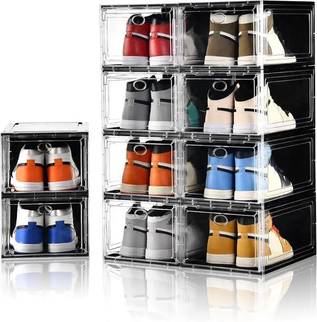 Main image of 10 Pack Shoe Storage, Stackable Shoe Organizer, Clear Shoe Boxes for Closet