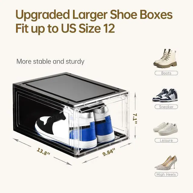 Alt view image 2 of 7 - 10 Pack Shoe Storage, Stackable Shoe Organizer, Clear Shoe Boxes for Closet