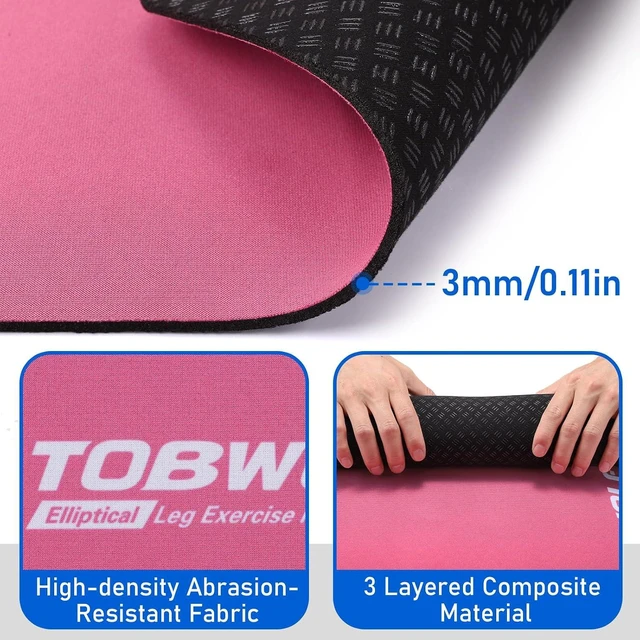 Alt view image 3 of 7 - TOBWOLF Non-Slip Workout Mat for Ellipse Leg Exerciser, Ellipse Machine Mat, Exercise Mat for Under Desk Ellipticals, Suitable for Electric Seated Foot Pedal Exerciser, Stability & Floor Protection