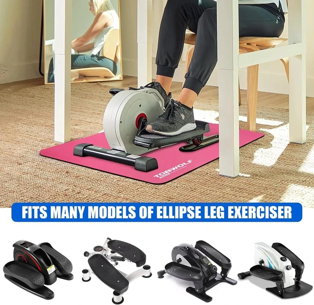 Alt view image 5 of 7 - TOBWOLF Non-Slip Workout Mat for Ellipse Leg Exerciser, Ellipse Machine Mat, Exercise Mat for Under Desk Ellipticals, Suitable for Electric Seated Foot Pedal Exerciser, Stability & Floor Protection