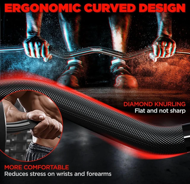 Alt view image 2 of 7 - TEEMOO Olympic EZ Curl Barbell Bar, 47" Curl Bar for 2 inch Weight Plates