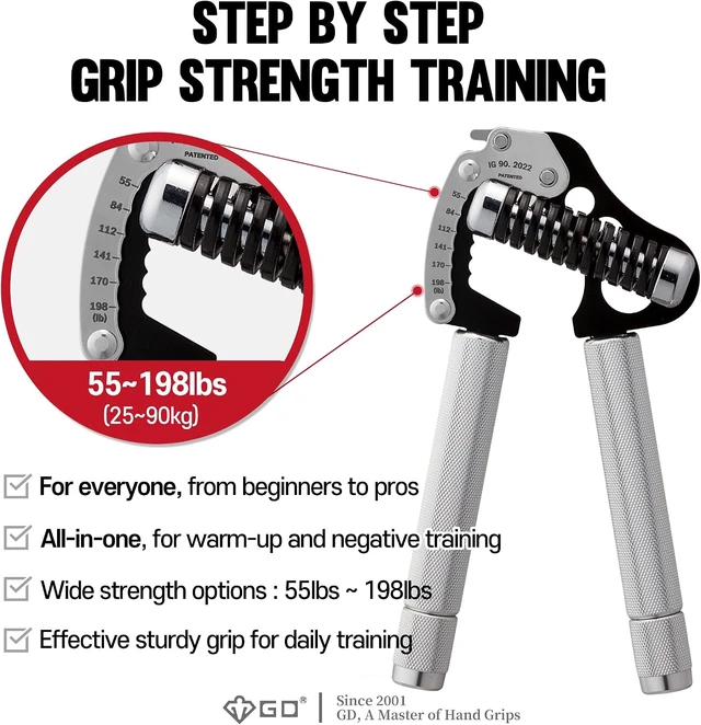 Alt view image 4 of 7 - GD IRON GRIP Grip Strength Trainer Hand Gripper Forearm Strengthener Metal