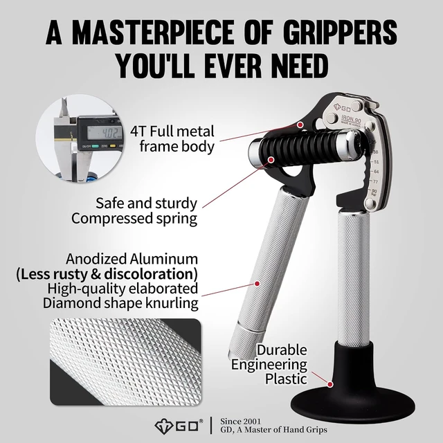 Alt view image 6 of 7 - GD IRON GRIP Grip Strength Trainer Hand Gripper Forearm Strengthener Metal