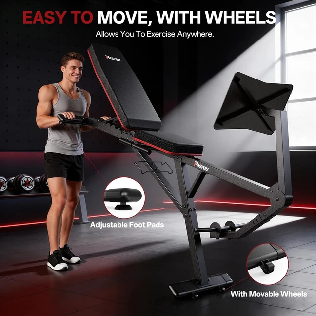 Alt view image 7 of 7 - PASYOU Adjustable Weight Bench Leg Press Machine for Home Gym