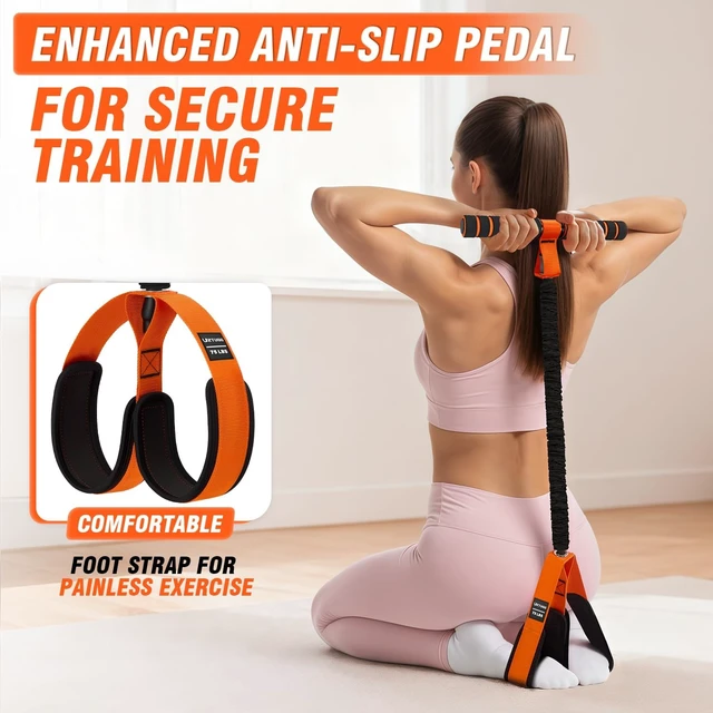Alt view image 5 of 7 - Pedal Resistance Bands with Handles, Upgrade Women Exercise Bands for Full Body Training, Core, ABS, Legs, Glutes, Arms, Pilates, Physical Therapy, Strength, Sit Up Equipment for Home Workout