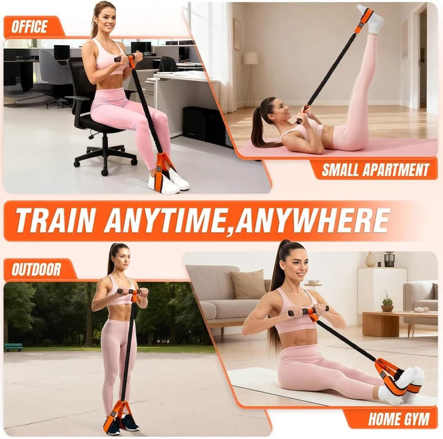 Alt view image 6 of 7 - Pedal Resistance Bands with Handles, Upgrade Women Exercise Bands for Full Body Training, Core, ABS, Legs, Glutes, Arms, Pilates, Physical Therapy, Strength, Sit Up Equipment for Home Workout