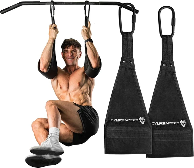 Main image of Gymreapers Hanging Ab Straps for Pull-Up Bar - Hang Bar Assist Strap & Strength Workout Equipment, Padded Adjustable Arm Supports with 2 Steel Carabiners for Leg Raises, Abdominal & Core Training
