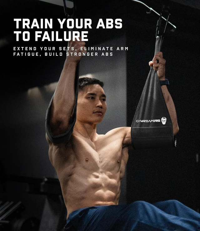 Alt view image 4 of 7 - Gymreapers Hanging Ab Straps for Pull-Up Bar - Hang Bar Assist Strap & Strength Workout Equipment, Padded Adjustable Arm Supports with 2 Steel Carabiners for Leg Raises, Abdominal & Core Training