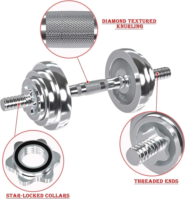Alt view image 4 of 7 - VIVITORY Fitness Dumbbells Set, Chromed Weights, Hardcover Gift Box