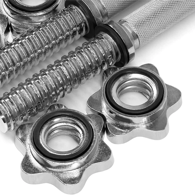 Alt view image 7 of 7 - Yes4All Threaded Dumbbell Handles, Adjustable Dumbbell Bar Pair, 14/16/18/24-Inch Sizes, Fits 1" or 1.15" Plates, Non-Slip Grip, Secure Star-Lock Collars