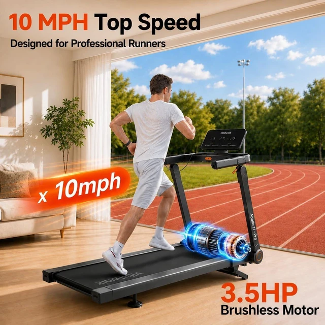 Alt view image 5 of 7 - Vitalwalk Foldable Treadmill with Incline 20%/15% Auto Treadmills for Home