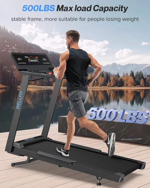 Alt view image 2 of 7 - WELLFIT Auto Incline Treadmill, 15% Incline Heavy Duty Treadmill for Home