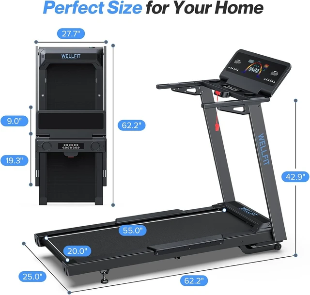 Alt view image 7 of 7 - WELLFIT Auto Incline Treadmill, 15% Incline Heavy Duty Treadmill for Home