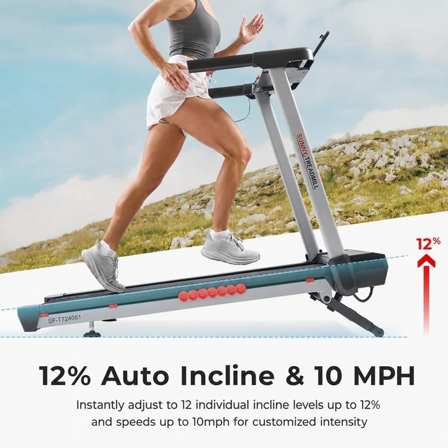 Alt view image 3 of 7 - Sunny Health & Fitness Smart Wi-Fi Treadmill with Auto Incline