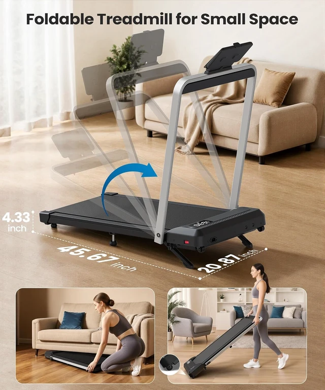 Alt view image 2 of 7 - WELLFIT Walking Pad Treadmills with Handle, 10% Incline Treadmill for Home
