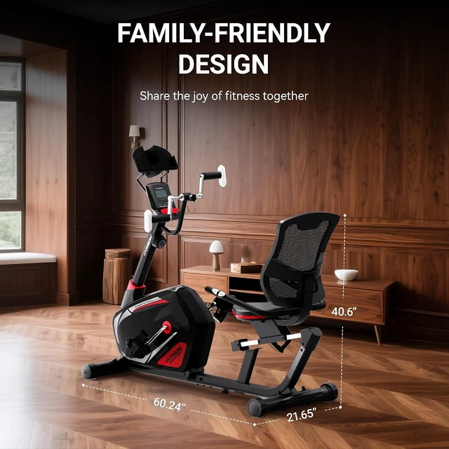 Alt view image 6 of 7 - HARISON Recumbent Exercise Bike for Seniors, 16 Levels, Quiet, 400 lb Capacity