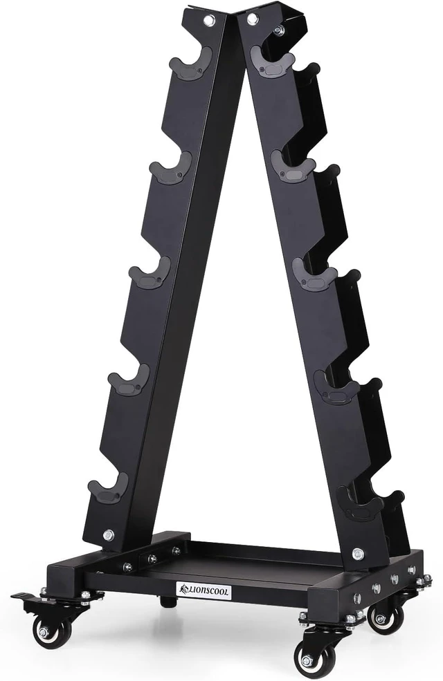 Main image of LIONSCOOL Dumbbell Rack Stand Only, A-Frame Rolling Weight Storage and Tray