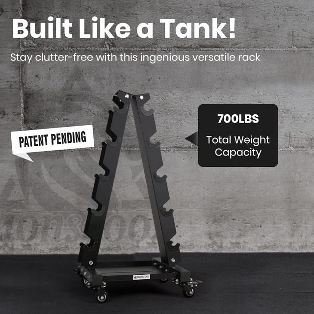 Alt view image 2 of 7 - LIONSCOOL Dumbbell Rack Stand Only, A-Frame Rolling Weight Storage and Tray