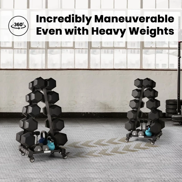 Alt view image 4 of 7 - LIONSCOOL Dumbbell Rack Stand Only, A-Frame Rolling Weight Storage and Tray