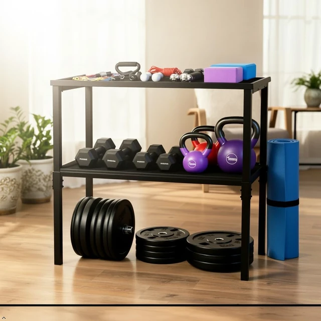 Alt view image 2 of 7 - Adjustable Dumbbell/Kettlebell Rack Stand 500-800LB Heavy Duty