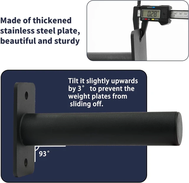 Alt view image 2 of 6 - Wall Mounted Weight Plate Rack, Olympic Weight Plate Holder, 2-Inch