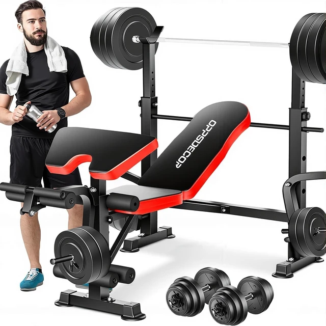 Main image of OPPSDECOR Weight Bench Set for Home Gym, 6-in-1 900LB Foldable Bench Press