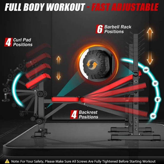 Alt view image 3 of 7 - OPPSDECOR Weight Bench Set for Home Gym, 6-in-1 900LB Foldable Bench Press