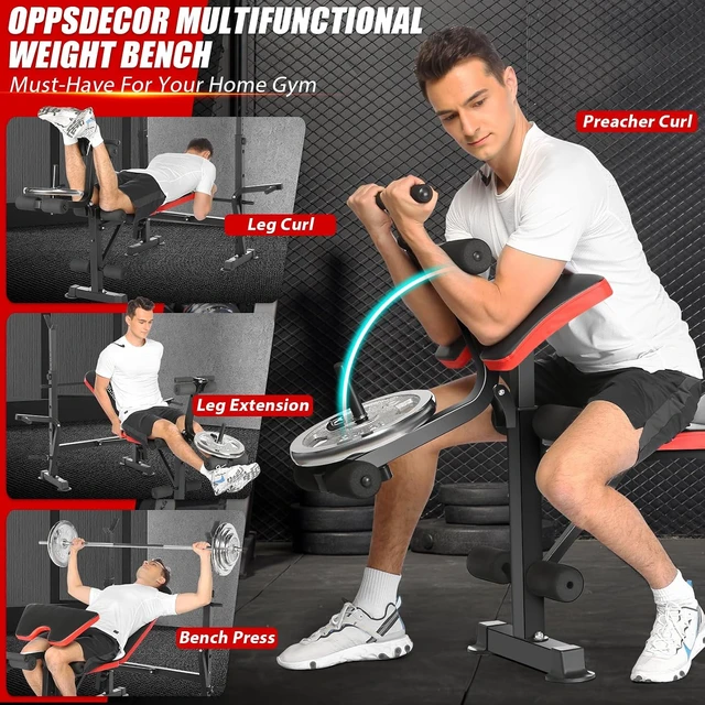 Alt view image 5 of 7 - OPPSDECOR Weight Bench Set for Home Gym, 6-in-1 900LB Foldable Bench Press