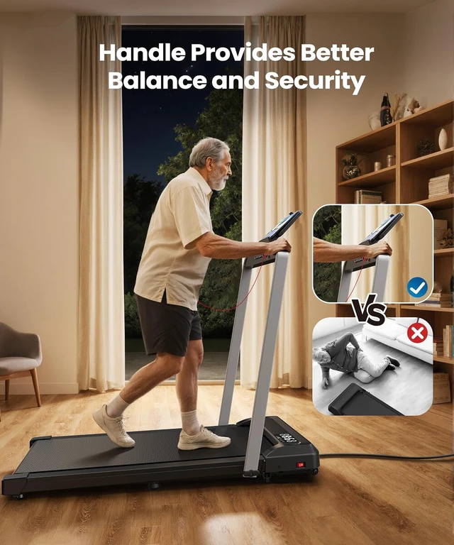 Alt view image 6 of 7 - WELLFIT Walking Pad Treadmills with Handle, 10% Incline Treadmill for Home
