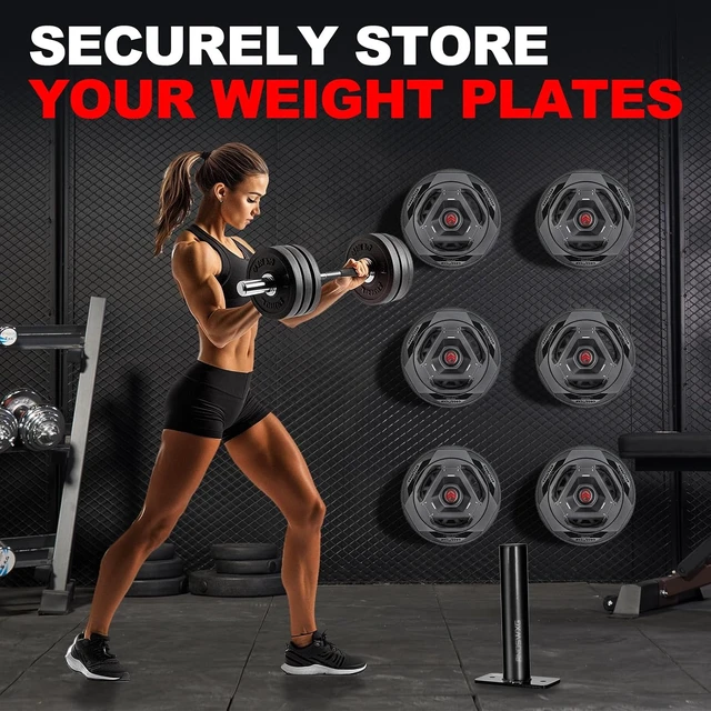 Alt view image 4 of 6 - Wall-Mounted Strength Training Plate Storage Rack Fits 2 or1
