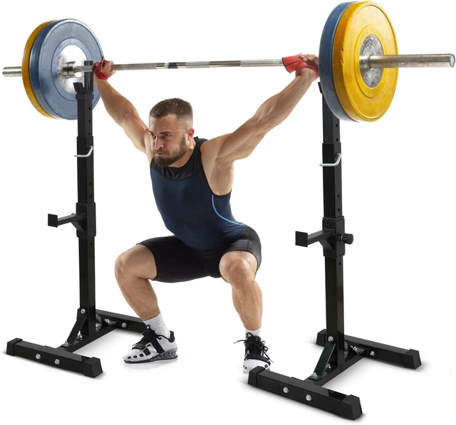 Main image of Pair of Squat Rack, Bench Press Rack Adjustable 40"-66" Solid Steel Barbell Rack 550lb Load, Portable Dumbbell Racks Stands for Home Garage Gym, Weight Lifting Push Up Multi-Function