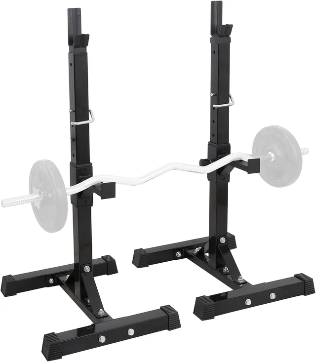 Alt view image 2 of 7 - Pair of Squat Rack, Bench Press Rack Adjustable 40"-66" Solid Steel Barbell Rack 550lb Load, Portable Dumbbell Racks Stands for Home Garage Gym, Weight Lifting Push Up Multi-Function