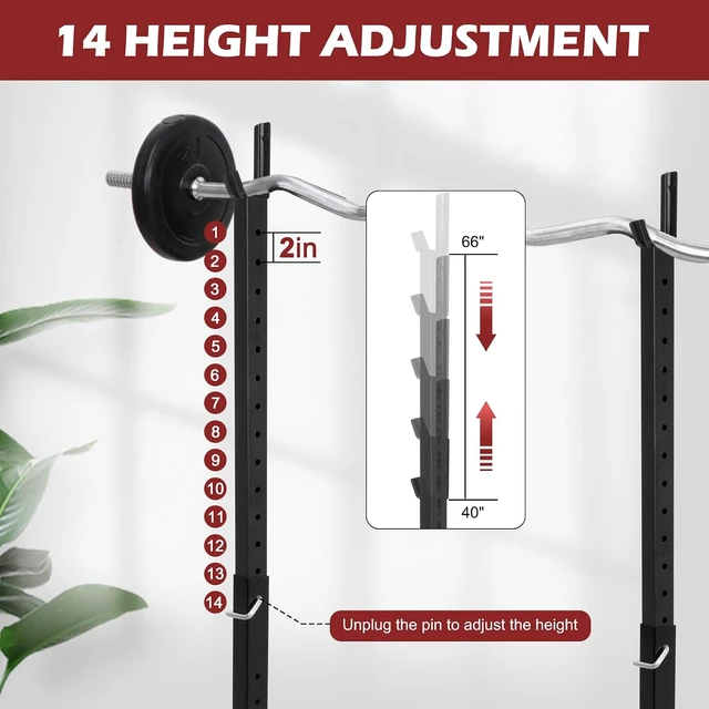 Alt view image 3 of 7 - Pair of Squat Rack, Bench Press Rack Adjustable 40"-66" Solid Steel Barbell Rack 550lb Load, Portable Dumbbell Racks Stands for Home Garage Gym, Weight Lifting Push Up Multi-Function