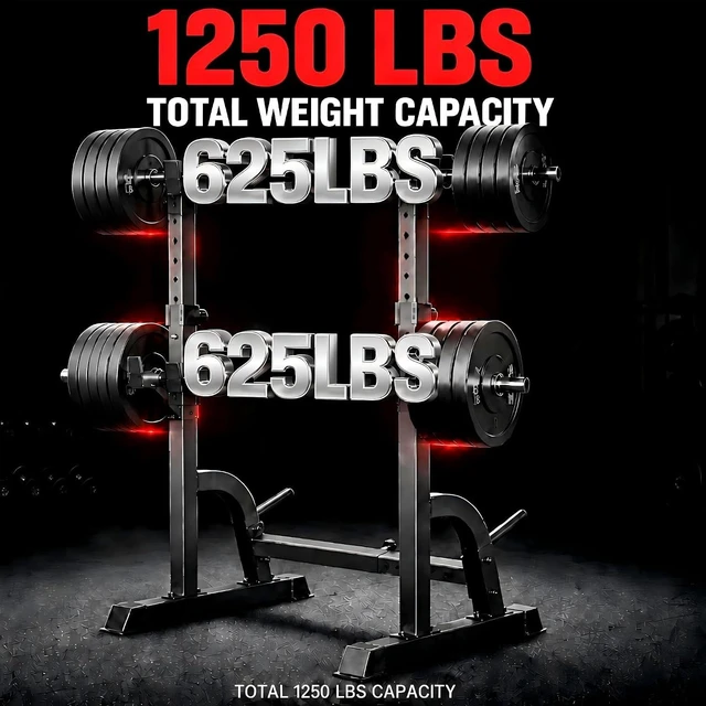Alt view image 2 of 7 - BARWING Adjustable Squat Rack, 1250 LB Barbell Stand for Home Gym