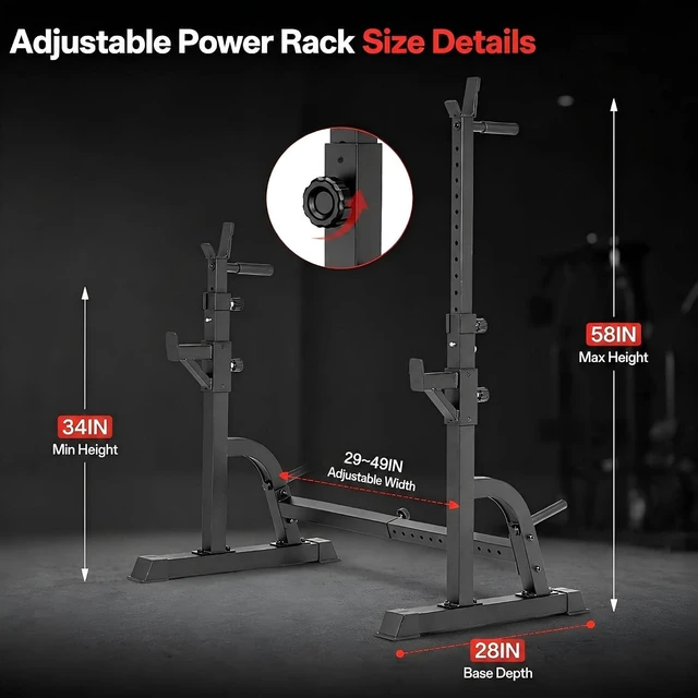 Alt view image 3 of 7 - BARWING Adjustable Squat Rack, 1250 LB Barbell Stand for Home Gym