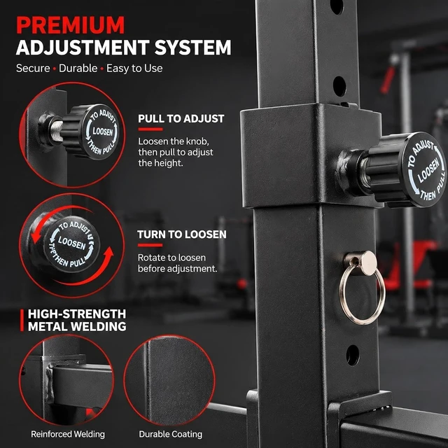Alt view image 5 of 7 - BARWING Adjustable Squat Rack, 1250 LB Barbell Stand for Home Gym