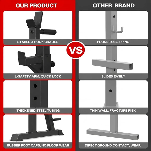 Alt view image 6 of 7 - BARWING Adjustable Squat Rack, 1250 LB Barbell Stand for Home Gym