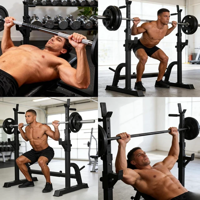 Alt view image 7 of 7 - BARWING Adjustable Squat Rack, 1250 LB Barbell Stand for Home Gym