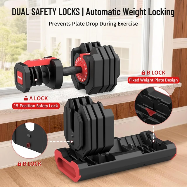 Alt view image 4 of 7 - HXD-ERGO 15 in 1 Adjustable Dumbbell, 55/110 LBS Quick Change Weights