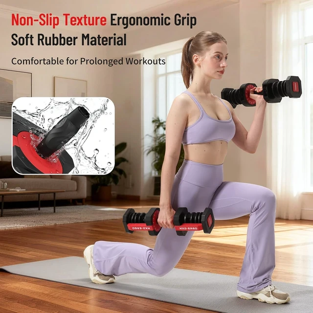 Alt view image 6 of 7 - HXD-ERGO 15 in 1 Adjustable Dumbbell, 55/110 LBS Quick Change Weights