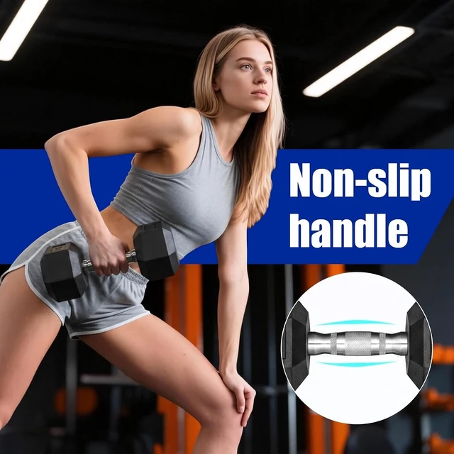 Alt view image 3 of 7 - LIFERUN Rubber Coated Hex Dumbbell Set of 2, 30-85lb Cast Iron Free Weights