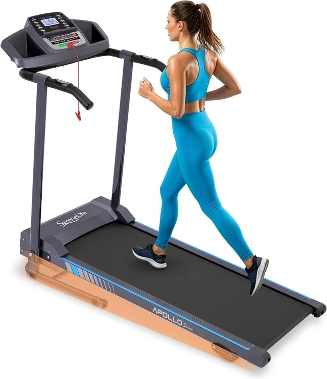 Main image of SereneLife - Electric Folding Treadmill Exercise Machine - Smart Compact Digital Workout Fitness Trainer w/Bluetooth App Sync, Manual Incline Adjustment, for Walking, Running, Gym