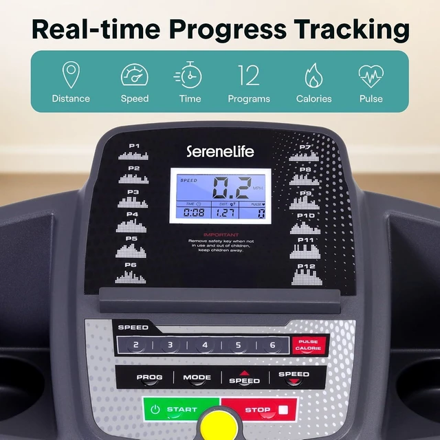 Alt view image 3 of 7 - SereneLife - Electric Folding Treadmill Exercise Machine - Smart Compact Digital Workout Fitness Trainer w/Bluetooth App Sync, Manual Incline Adjustment, for Walking, Running, Gym