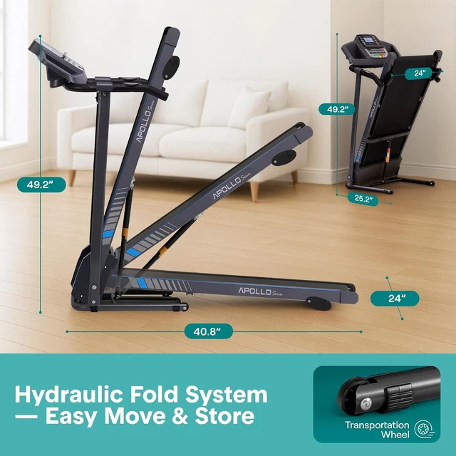 Alt view image 5 of 7 - SereneLife - Electric Folding Treadmill Exercise Machine - Smart Compact Digital Workout Fitness Trainer w/Bluetooth App Sync, Manual Incline Adjustment, for Walking, Running, Gym