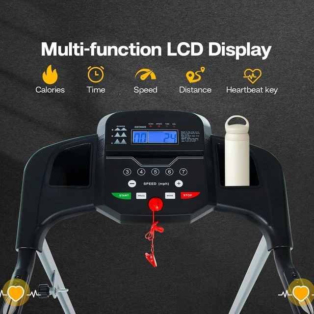 Alt view image 6 of 7 - Home Foldable Treadmill with Incline, Folding Treadmill for Home Workout, Electric Walking Treadmills Machine 15 Preset or Adjustable Programs 250 LB Capacity MP3
