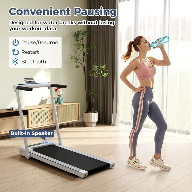 Alt view image 6 of 7 - GYMAX Walking Pad Treadmill, 3 in 1 Folding Treadmill with Removable Desktop, Remote & 12 Preset Programs, 2.5 HP Under Desk Walking Pad Running Machine for Home Gym Exercise Workout
