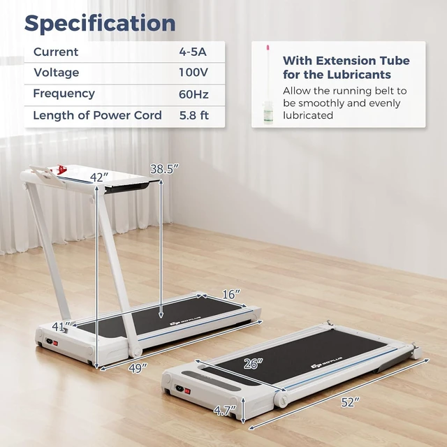 Alt view image 7 of 7 - GYMAX Walking Pad Treadmill, 3 in 1 Folding Treadmill with Removable Desktop, Remote & 12 Preset Programs, 2.5 HP Under Desk Walking Pad Running Machine for Home Gym Exercise Workout